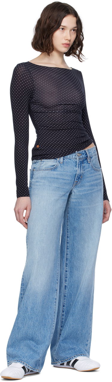 Majica kratkih rukava Miaou Miaou Amelia Polka Dot Long Sleeve T-Shirt Crna | 7183TJBBWP, 3