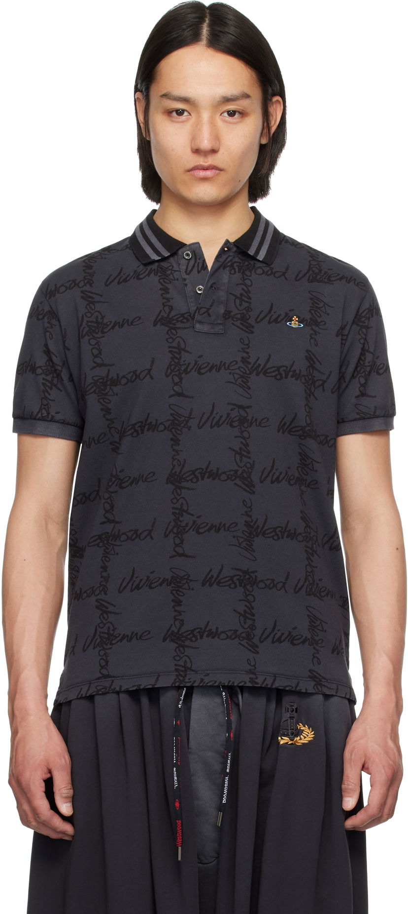 Polo majica Vivienne Westwood Vivienne Westwood Classic Signature Polo Siva | 2H01000I-J008T-