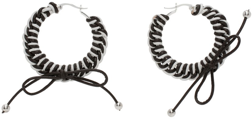 Naušnice Chopova Lowena Nimbus Mini Hoop Earrings with Leather Braid Crna | 6510