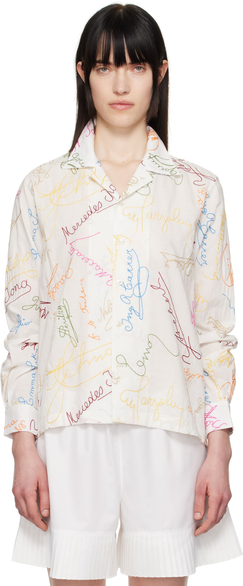 Košulja Bode Bode Signature Scrawl Button-Down Shirt Bijela | MRS25SH015