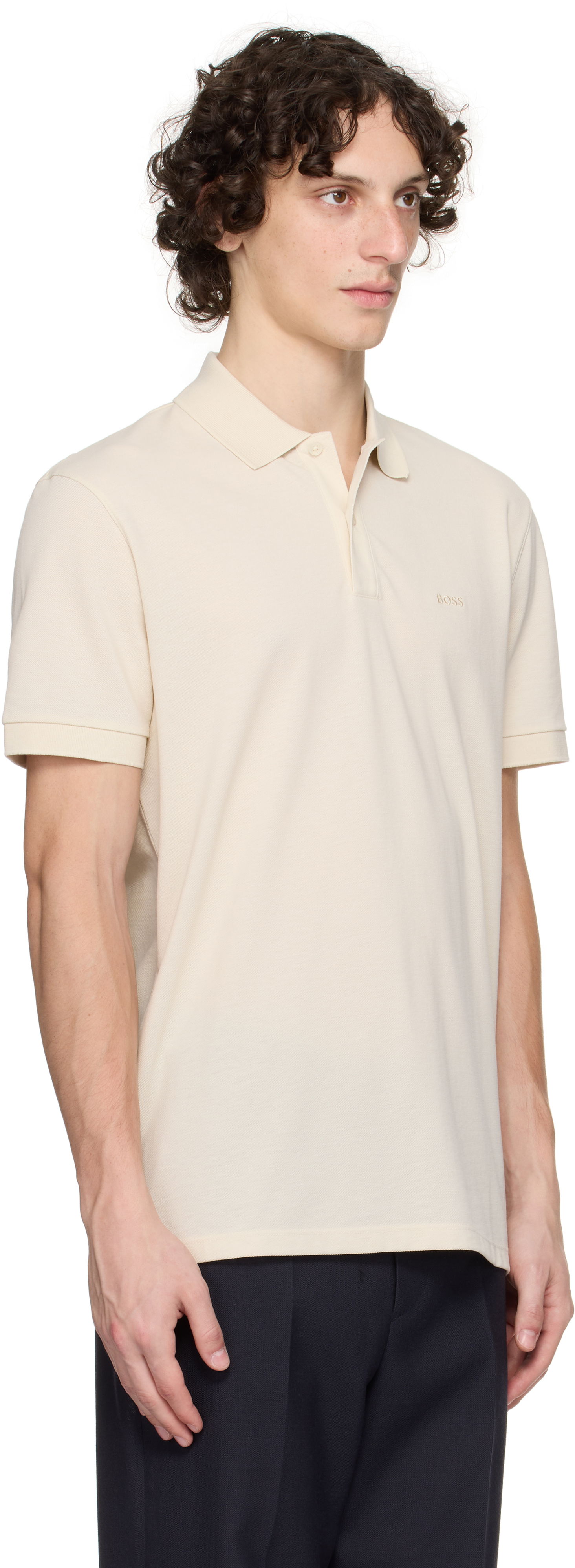 Polo majica BOSS Embroidered-Logo Polo Shirt Bijela | 50468362, 1