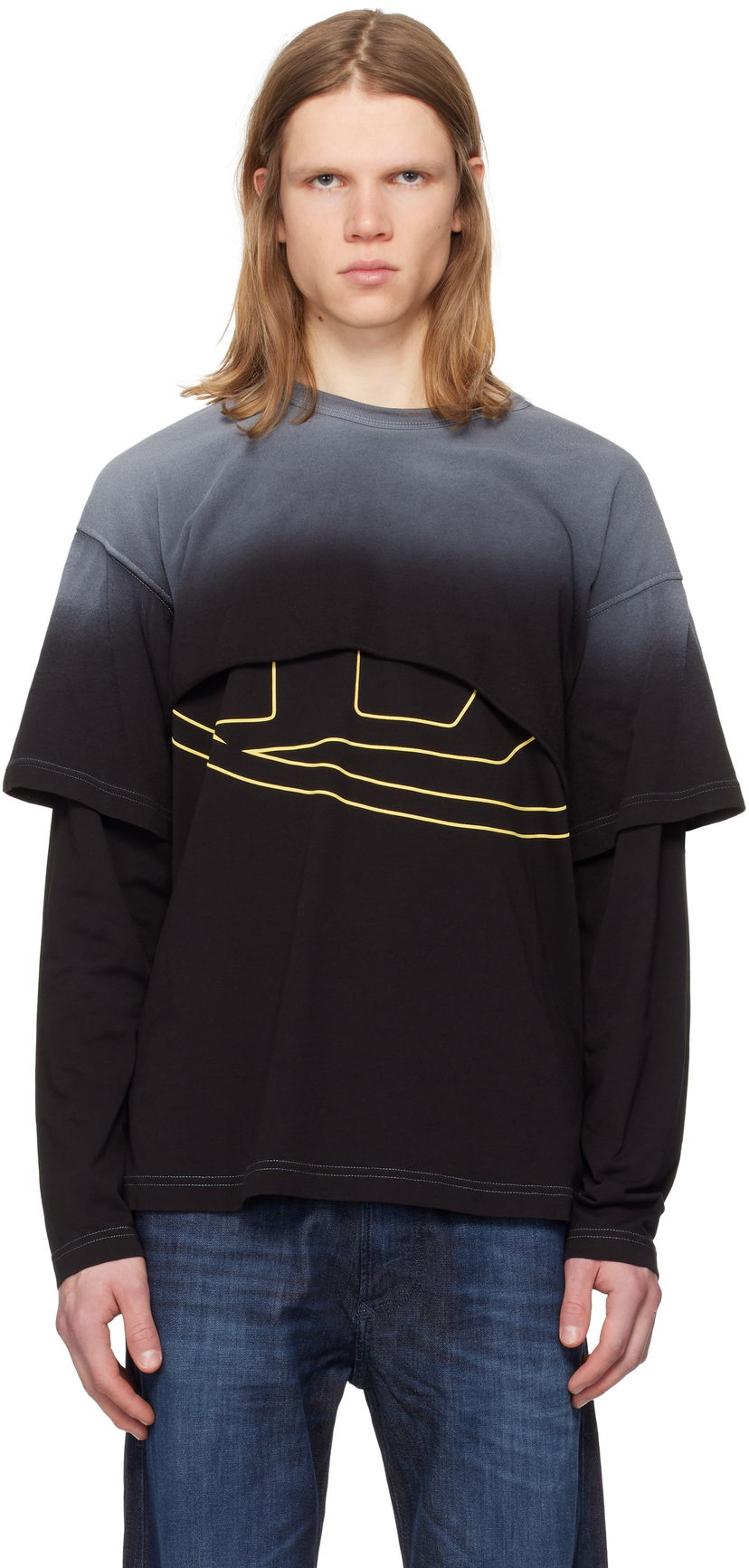 Majica kratkih rukava Diesel Diesel T-Besh Cut Long Sleeve T-Shirt Crna | A16133-0KNAQ-9XX