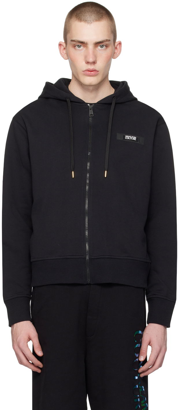 Dukserice Versace Jeans Couture Black Patch Hoodie Crna | E76GAIE05_ECF00E