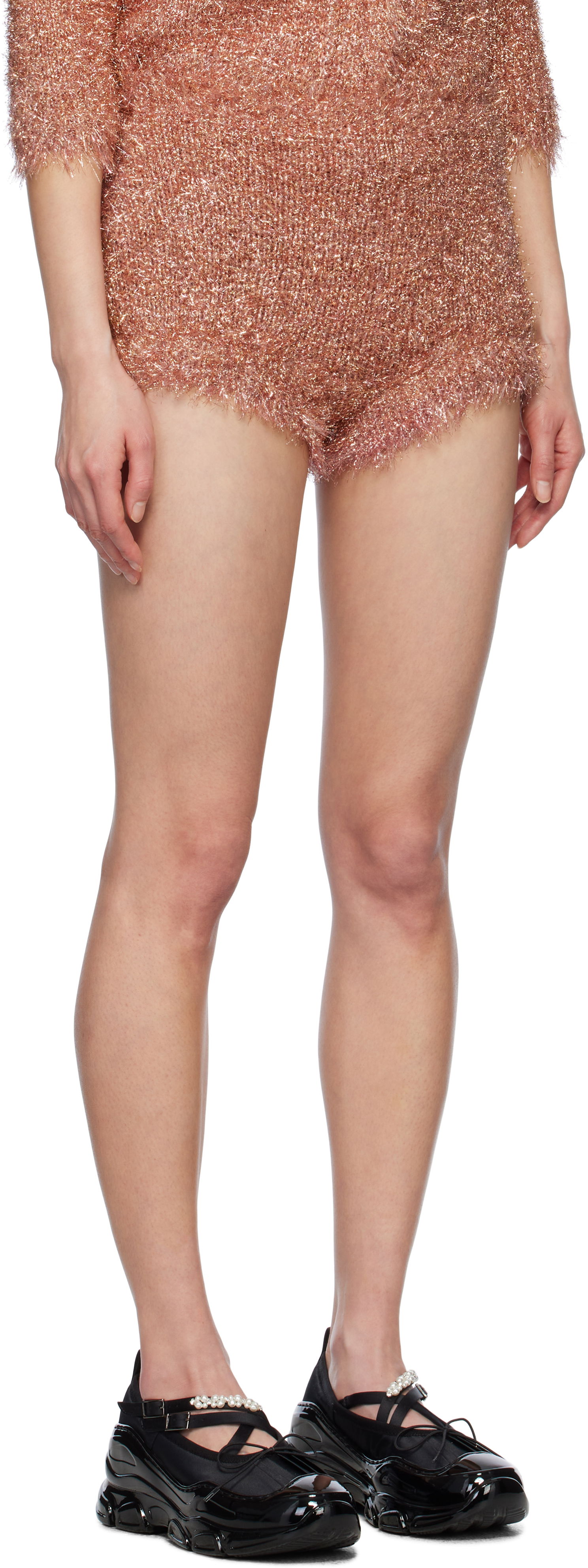 Kratke hlače Simone Rocha Simone Rocha Tinsel Knit Shorts Ružičasta | PRMK3 0664, 1