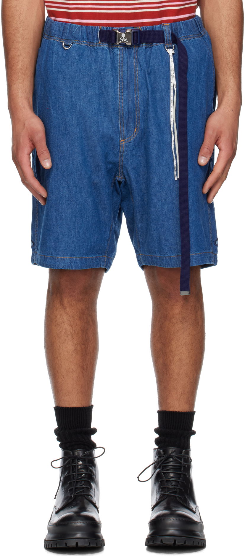 Kratke hlače Mastermind WORLD Mastermind World Belted Easy Denim Shorts Plava | MW25S14-PA007-002