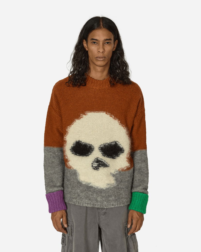 Džemper ERL Skull Intarsia Mohair Sweater Narančasta | ERL09N004 BROWN