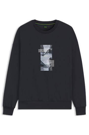 Dukserice BOSS Oversized-Fit Cotton-Blend Sweatshirt with Photo Print Tamnoplava | 50548324, 0