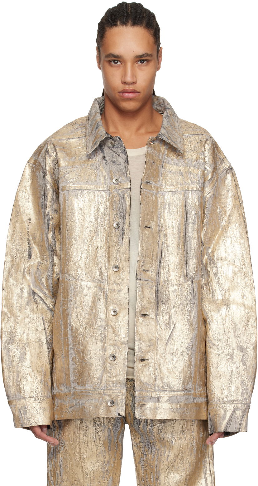 Jakna Rick Owens Rick Owens DRKSHDW Hollywood Jumbo Worker Denim Jacket Metalik | DU01E3761 GMC
