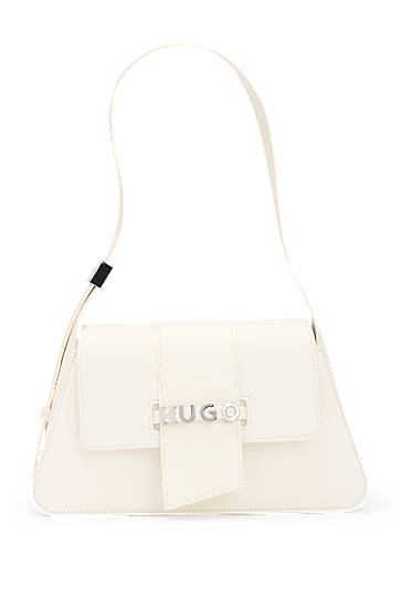 Torba za rame BOSS HUGO Faux-Leather Shoulder Bag with Logo Hardware Bijela | 50541806