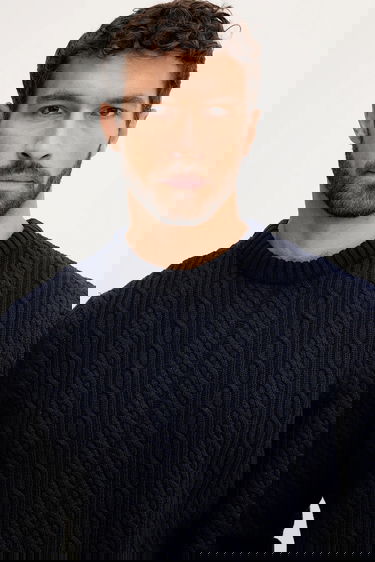 Džemper Barbour Barbour Cable Knit Sweater Tamnoplava | MKN1679, 3