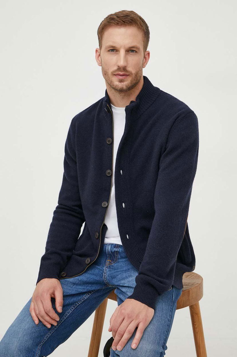 Džemper Barbour Wool Button-Up Cardigan Tamnoplava | MKN0731
