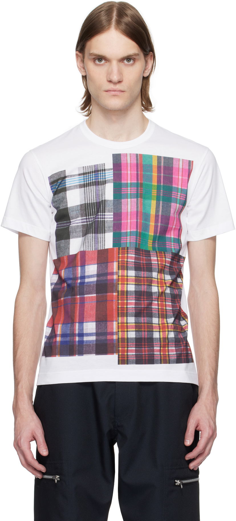 Majica kratkih rukava Comme des Garçons Comme des Garçons Shirt Tartan Square Print T-Shirt Bijela | FO-T007-051