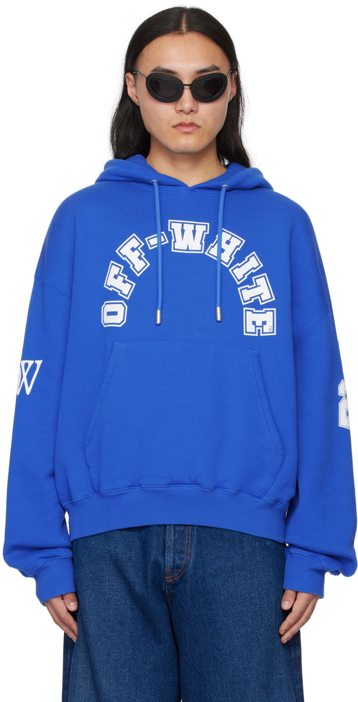 Dukserice Off-White Football Over Hoodie Plava | OMBB118S24FLE0054601