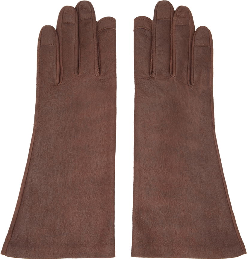 Rukavice Rick Owens Short Leather Gloves Smeđa | RR02D6451 LBA