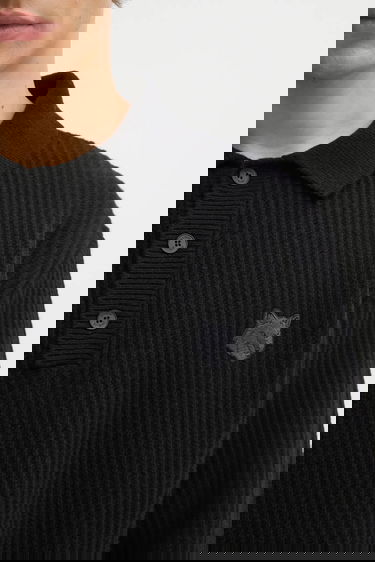 Polo majica MAISON KITSUNÉ Fox Head Wool Ribbed Polo Crna | PM00213KT1149, 3
