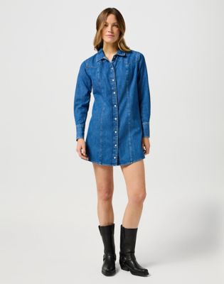 Haljina Wrangler Wrangler Regular Long Sleeve Denim Dress Plava | 112356498:XXL