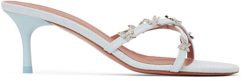 Dodaci Amina Muaddi Amina Muaddi Debora 60 Heeled Sandals Plava | DEBORA SLIPPER 60 ROUNDED DEN