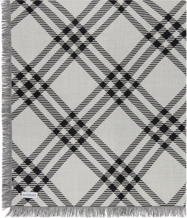 Šal Burberry Burberry Wide Check Wool Silk Scarf Crna | 8110162, 1