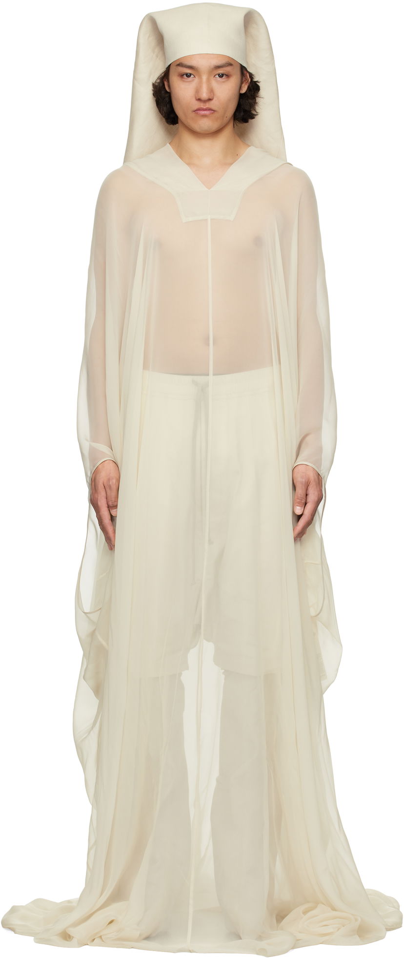 Haljina Rick Owens Rick Owens Hooded Kaftan Pullover Coat Bijela | RR01E5500 S