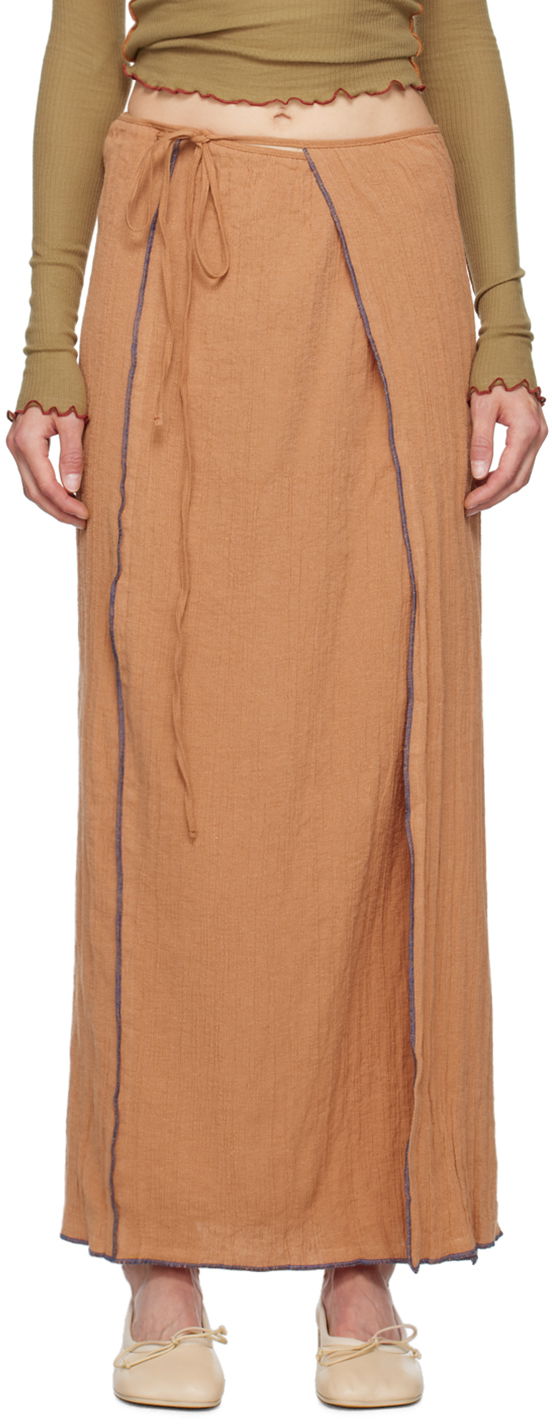 Suknja Baserange Maxi Skirt with Front Slits Bež | SKSKW-CL-AU24