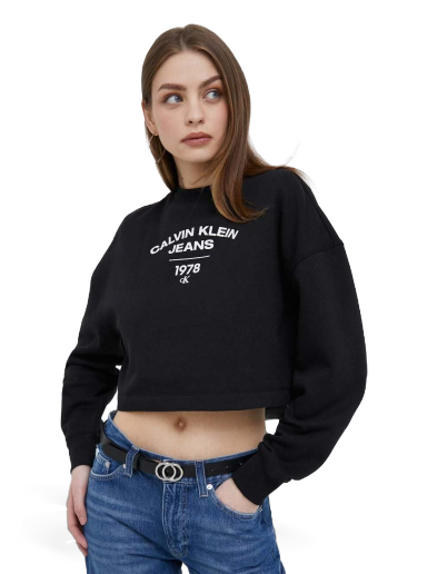 Dukserice CALVIN KLEIN University Cropped Sweatshirt With Logo Crna | J20J221334