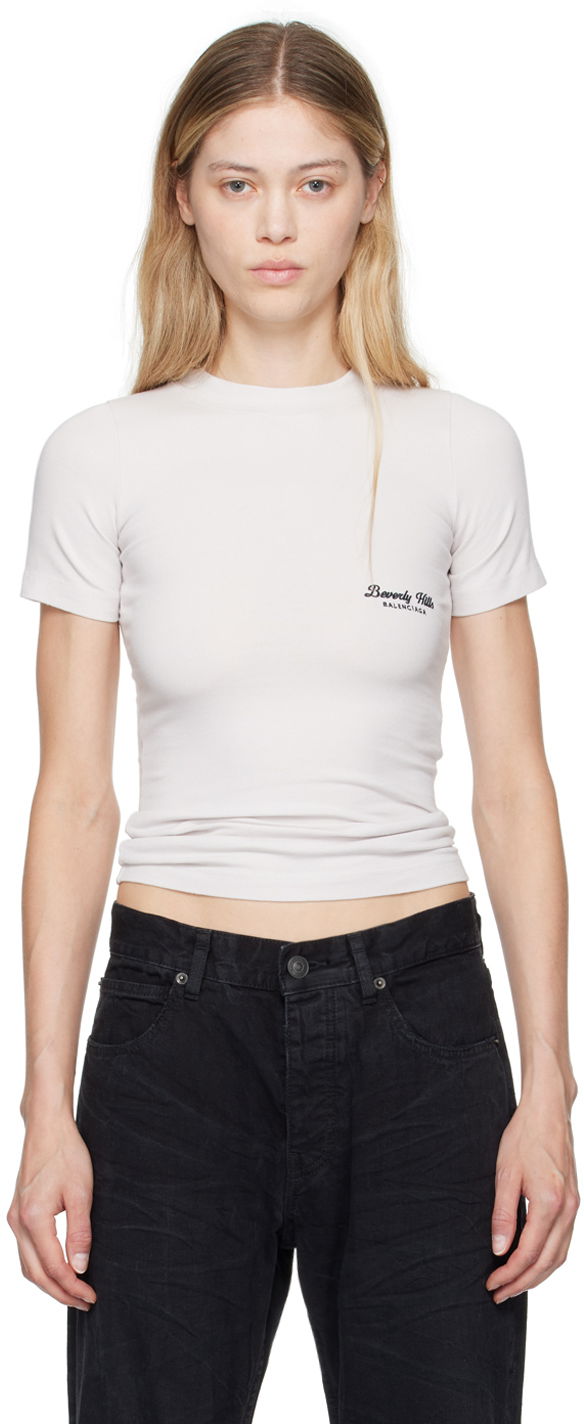 Majica kratkih rukava Balenciaga Off-White 'Beverly Hills' Fitted T-Shirt Bijela | 768075 TQVS5