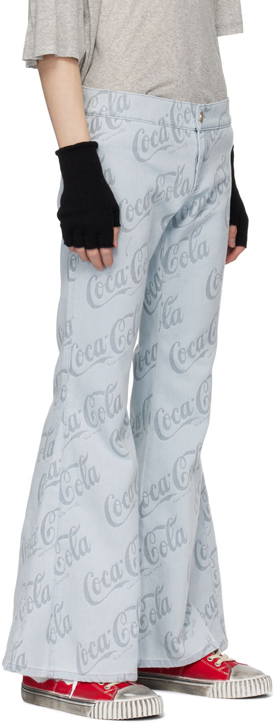 Jeans ERL Jacquard Logo Pattern Flare Jeans Plava | ERL08P014, 1