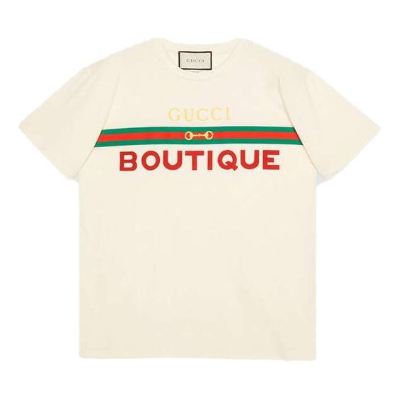 Majica kratkih rukava Gucci Boutique Ribbon Horse Buckle T-Shirt Bijela | 615044-XJCKY-7136