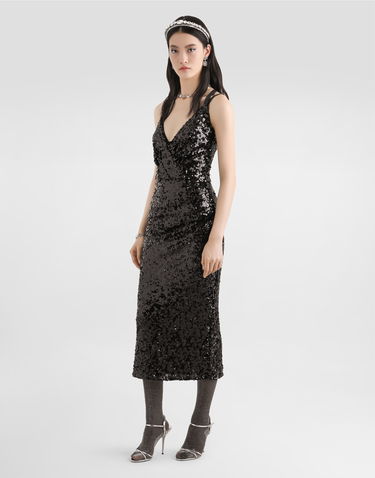 Haljina Dolce & Gabbana Sequined Dress Collection Crna | F6H7MTHLMZMN0000, 1