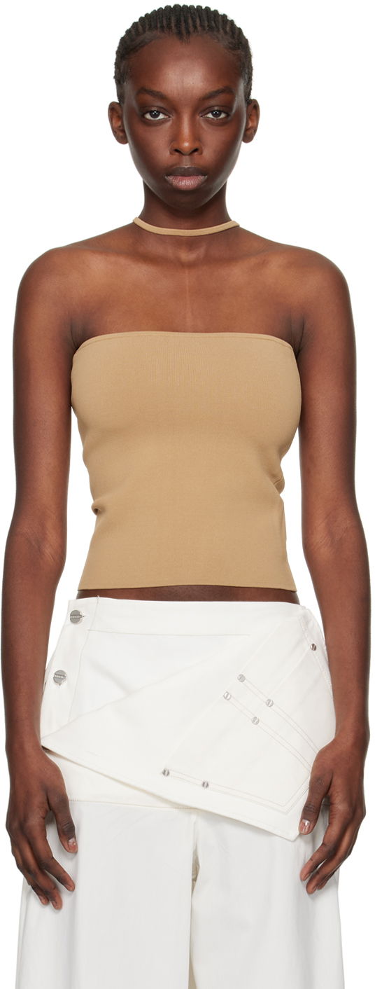 Majica bez rukava Dion Lee Dion Lee Reverse Halter Tank Top Bež | C7272SS24