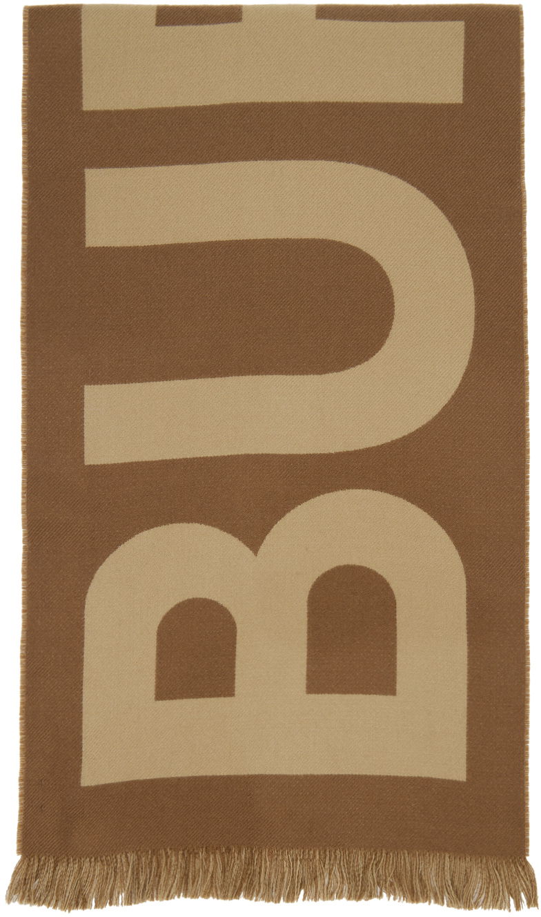Šal Burberry Jacquard Logo Scarf Brown & Beige Smeđa | 8057148