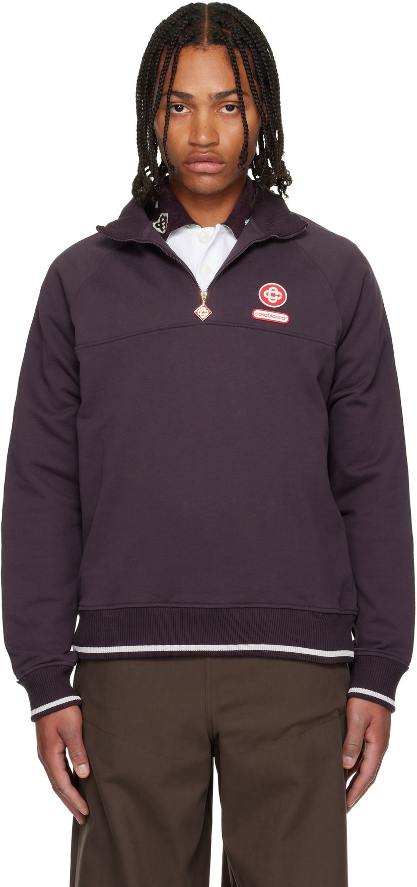 Dukserice Casablanca Quarter Zip Laurel Sweatshirt Ljubičasta | M-AW25-JTP-419-01