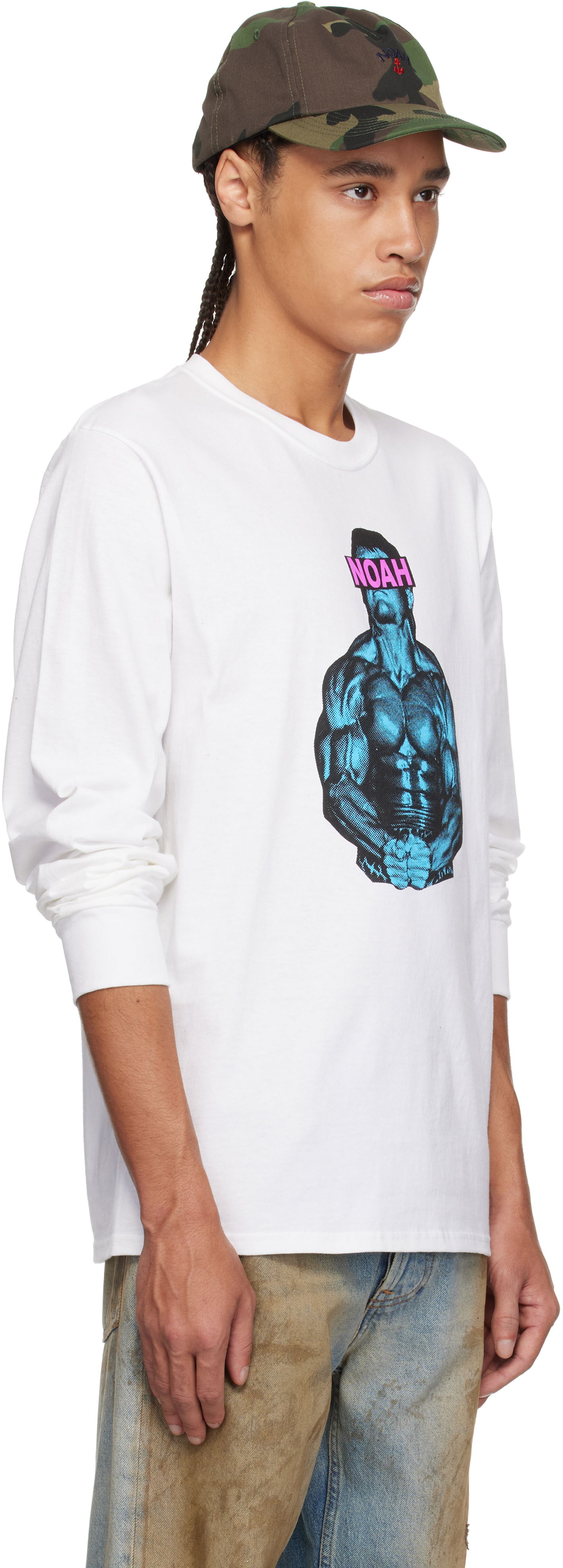 Majica kratkih rukava Noah Noah 'The Pain Cave' Graphic Long Sleeve T-Shirt Bijela | T256SS25WHT, 1