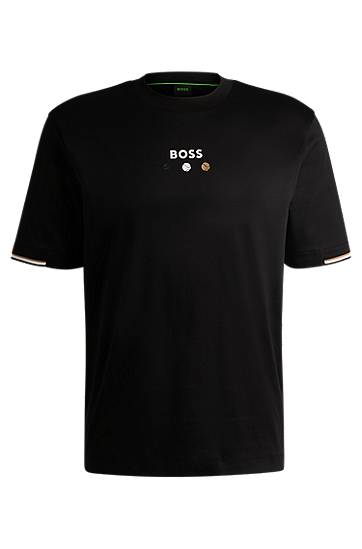 Majica kratkih rukava BOSS Pima Cotton Tee with Tennis Ball Graphics Crna | 50545292, 0