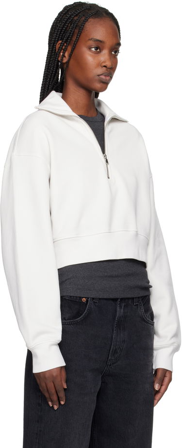 Dukserice AGOLDE AGOLDE Bethan Cropped Quarter Zip Sweatshirt Bijela | A7349-1697, 1