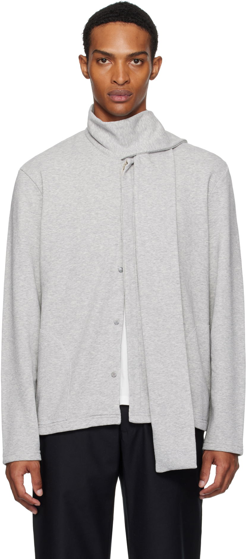 Dukserice Maison Margiela MM6 Maison Margiela Long Sleeve Sweatshirt with Attached Scarf Siva | SH0NH0015 M25013