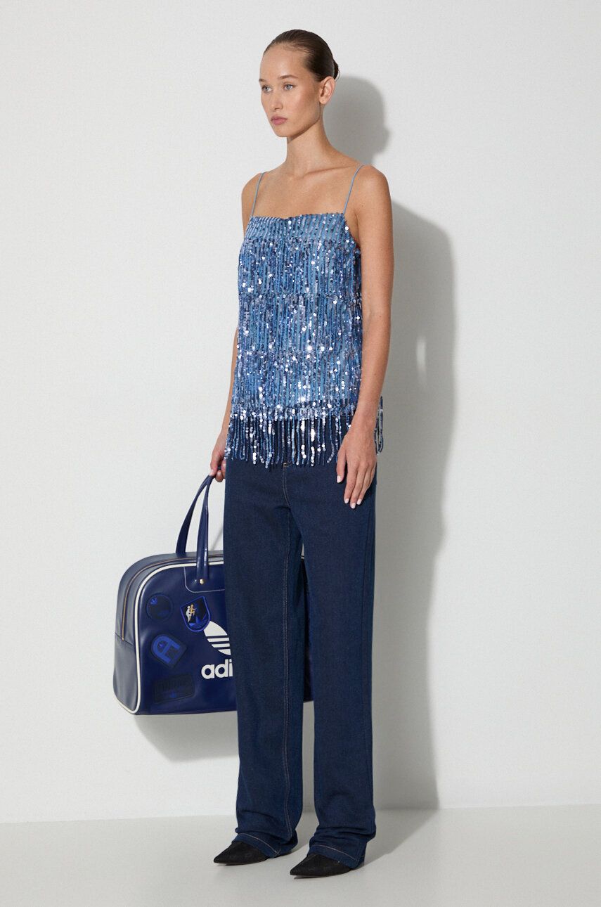 Majica bez rukava Samsoe Samsoe Sequined Fringe Cami Top by Samsoe Samsoe Plava | F23200094, 1