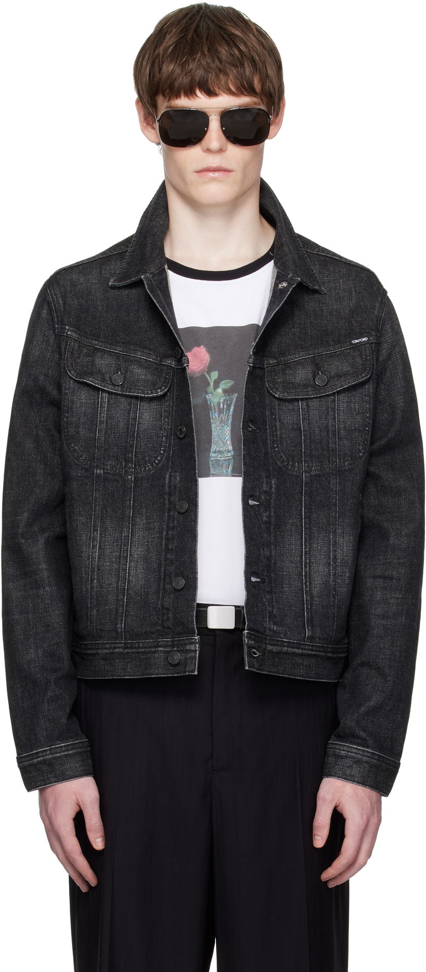 Jakna Tom Ford TOM FORD Icon Selvedge Denim Jacket Crna | DJI001-DMC076