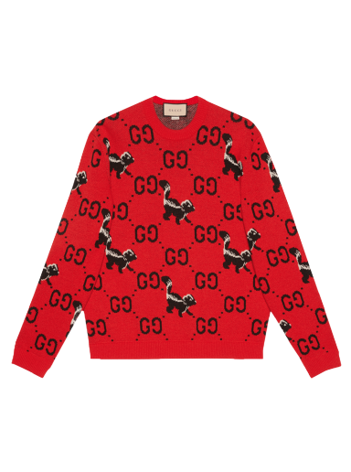 Džemper Gucci GG And Skunk Wool Knit Sweater Crvena | 711576 XKCL2 6229