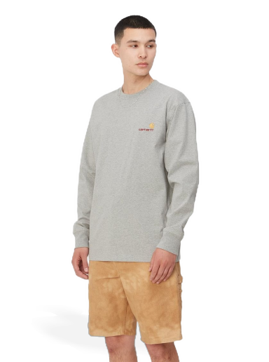 Majica kratkih rukava Carhartt WIP L/S American Script T-Shirt "Grey Heather" Siva | I029955_V6_XX