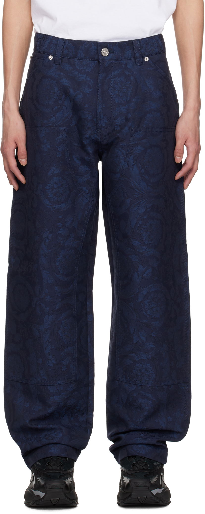 Jeans Versace Versace Barocco Jacquard Carpenter Trousers Plava | 1018885_1A09781