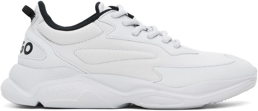 Odjeća BOSS Hugo Gray Faux-Leather Sneakers Bijela | 50536960