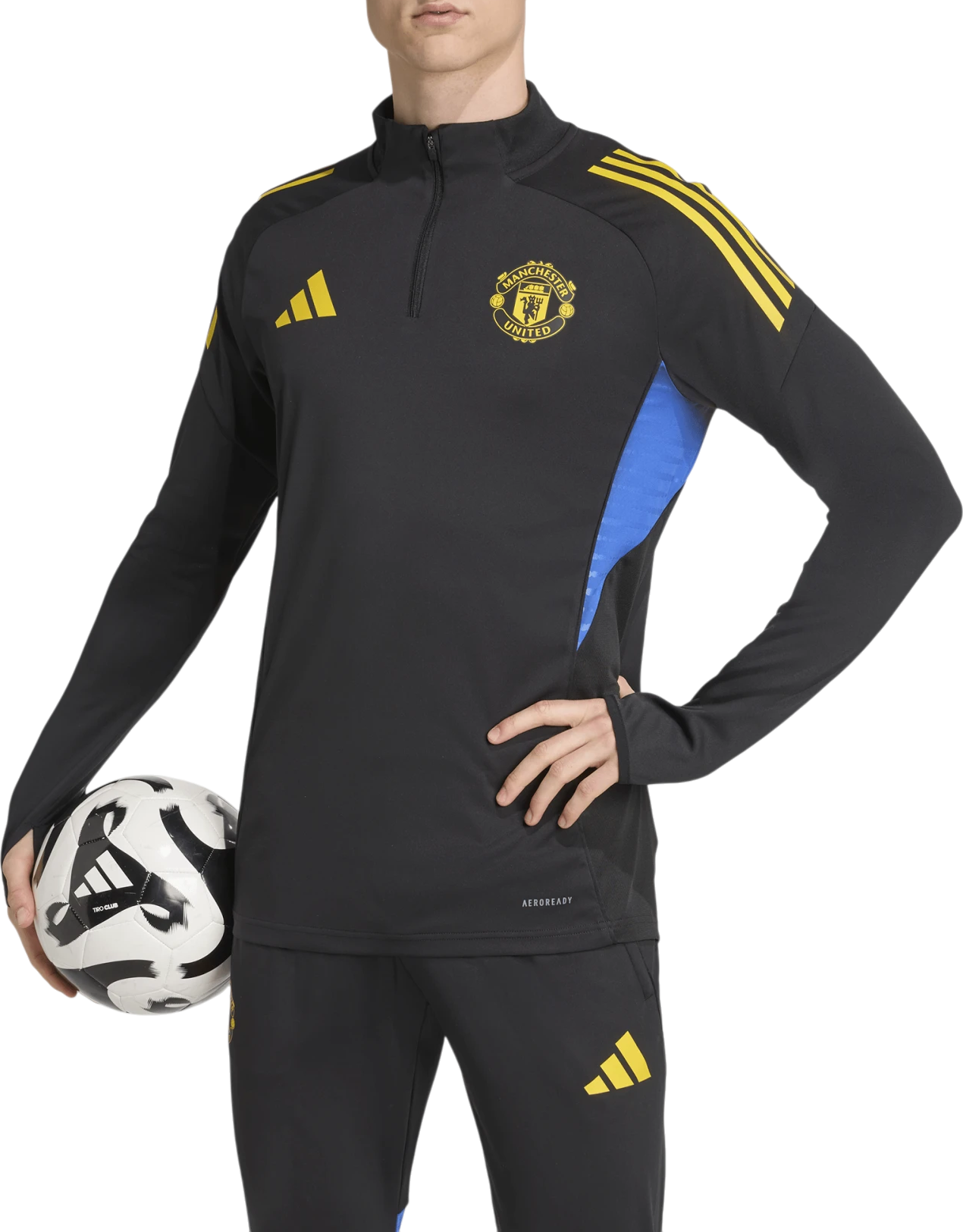 Dukserice adidas Originals Manchester United AEROREADY Quarter-Zip Long-Sleeve Training Top 2025/26 Crna | jp3143, 0