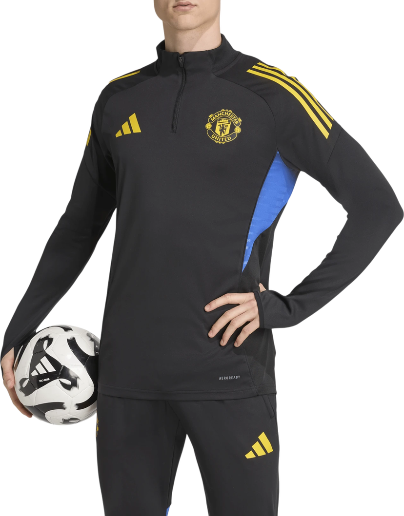 Dukserice adidas Originals Manchester United AEROREADY Quarter-Zip Long-Sleeve Training Top 2025/26 Crna | jp3143