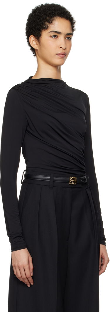 Majica kratkih rukava Anine Bing Anine Bing Bray Draped Jersey Top Crna | A-08-10037-BLK29, 1