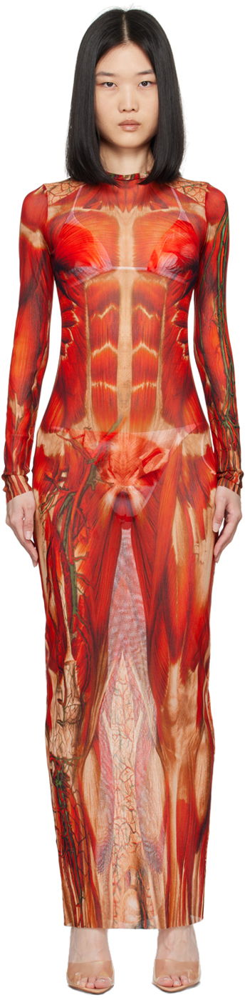 Haljina Jean Paul Gaultier Gaultier 'The Écorché' Maxi Dress Crvena | 24/30-F-RO254-T554-301540