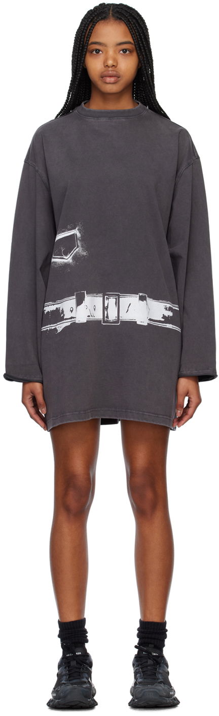 Majica kratkih rukava We11done We11done Trompe L'Oeil T-Shirt Minidress Siva | WD-TO1-23-894-W-CH