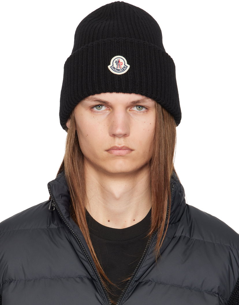 Kapica Moncler Black Wool & Cashmere Beanie Crna | J20913B00066M1127