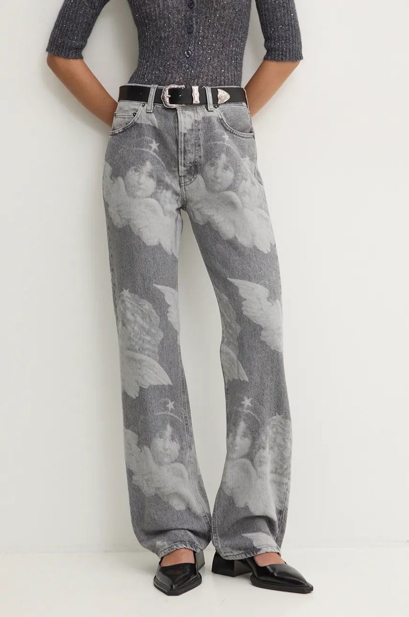 Jeans Fiorucci High Waist Angel Print Jeans Siva | U01FMDJE075DN03DN07
