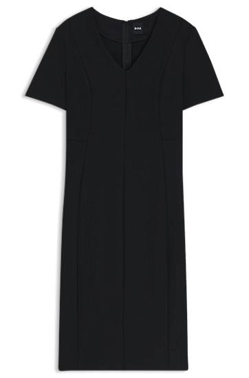 Haljina BOSS Stretch Fabric V-Neck Dress Crna | 50493529